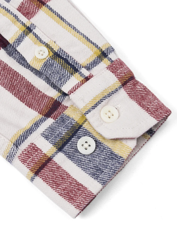 Denim Shirt SIMWOOD High Standard Series Autumn 280gsm Flannel Fabric Plaid Shirts Oversize Check