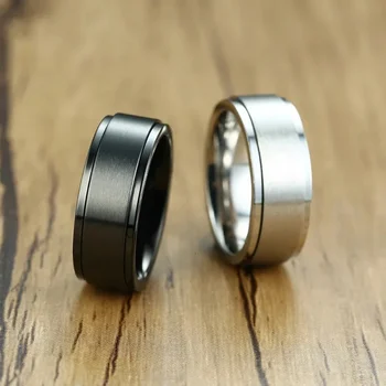 Anello Antistress Girevole Opaco Spazzolato a Doppio Strato Unisex, Gioiello Moda per Alleviare lo Stress