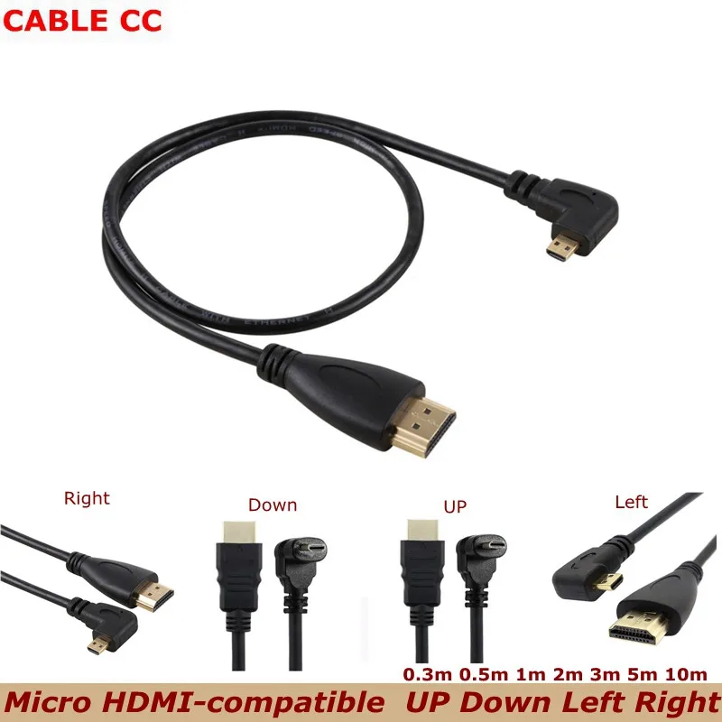 

Для цифровой камеры угол 90 градусов Micro HDMI-Совместимость с HDMI-совместимым штекером ТВ-кабель высокой четкости позолоченный интерфейс