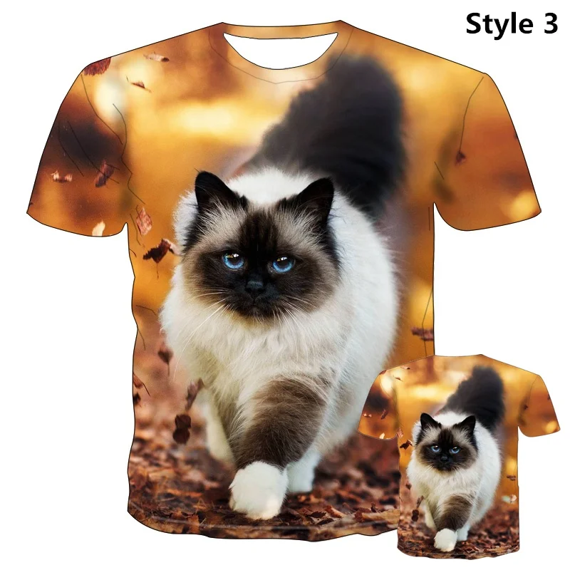 2022 Fashion Cool T-shirt Men/Women 3d Cat Printed T Shirt Short Sleeve Summer Tops Tees T Shirt for Men Tops Pullover Tee blue t shirt T-Shirts
