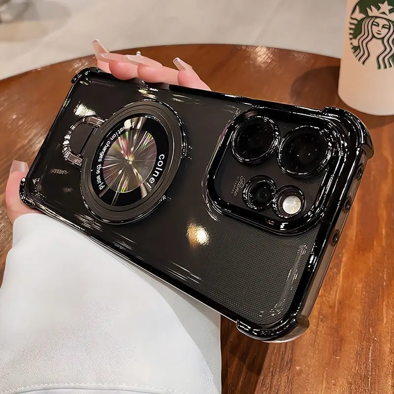 Electroplated Transparent Magnetic TPU Phone Case with Lens Film Protection