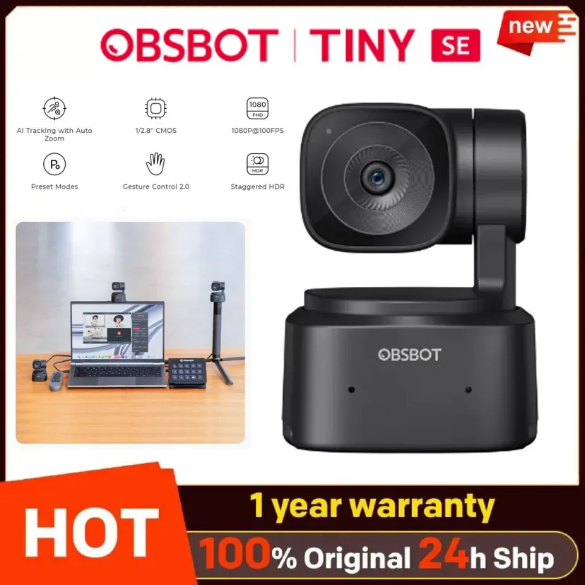 OBSBOT TINY SE 1080P Al-Powered Full HD PTZ Webcam built-in