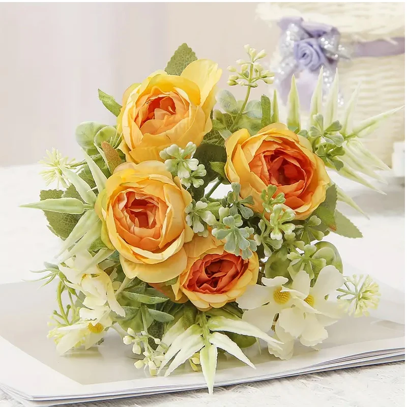 Artificial Peony Flower Bouquet Outdoor Fake Spring Summer Real Touch for Wedding Party Home