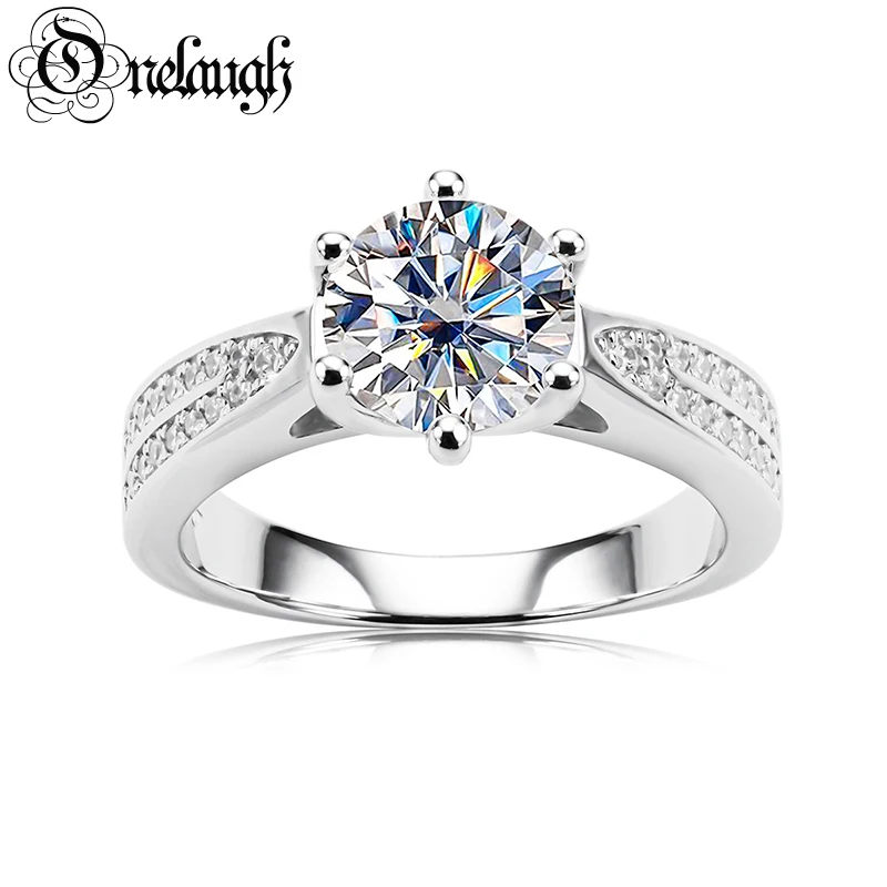 

Onelaugh 0.5ct 1ct 2ct GRA D Color Moissanite Diamond Band Rings for Women S925 Sterling Silver Classic Engagement Wedding Ring