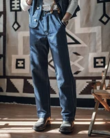Non Stock Retro 1920s Wabash Stripe Railroad Work Pants Vintage Mens Workwear Jeans 2