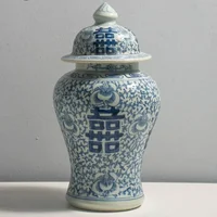 Jingdezhen Double Happy Ceramic Chinese Vase Blue and White Ginger Jars for Home Decor Pot Table Vase Porcelain Temple Jar Vase 1