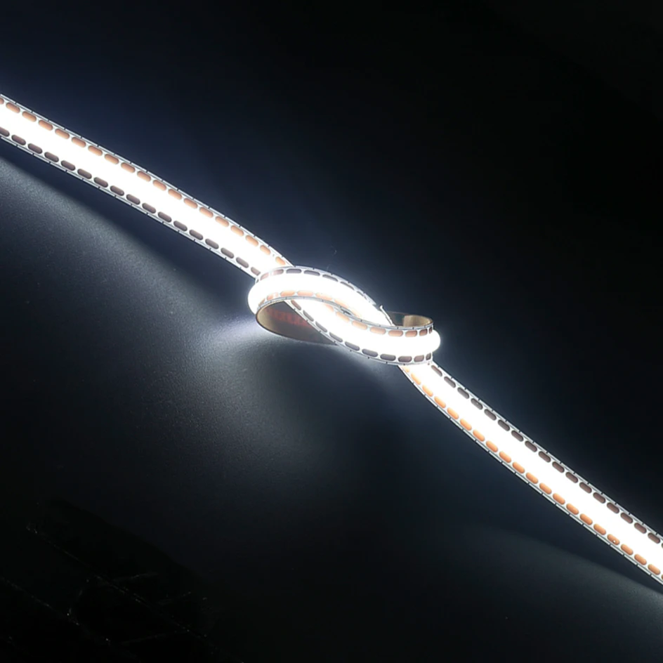 프리 컷 COB LED 스트립 400LEDs/m 8mm DC12V 24V 고밀도 CRI 90 LED 리본 테이프 라이트 웜 화이트 라인형 바 조광 가능