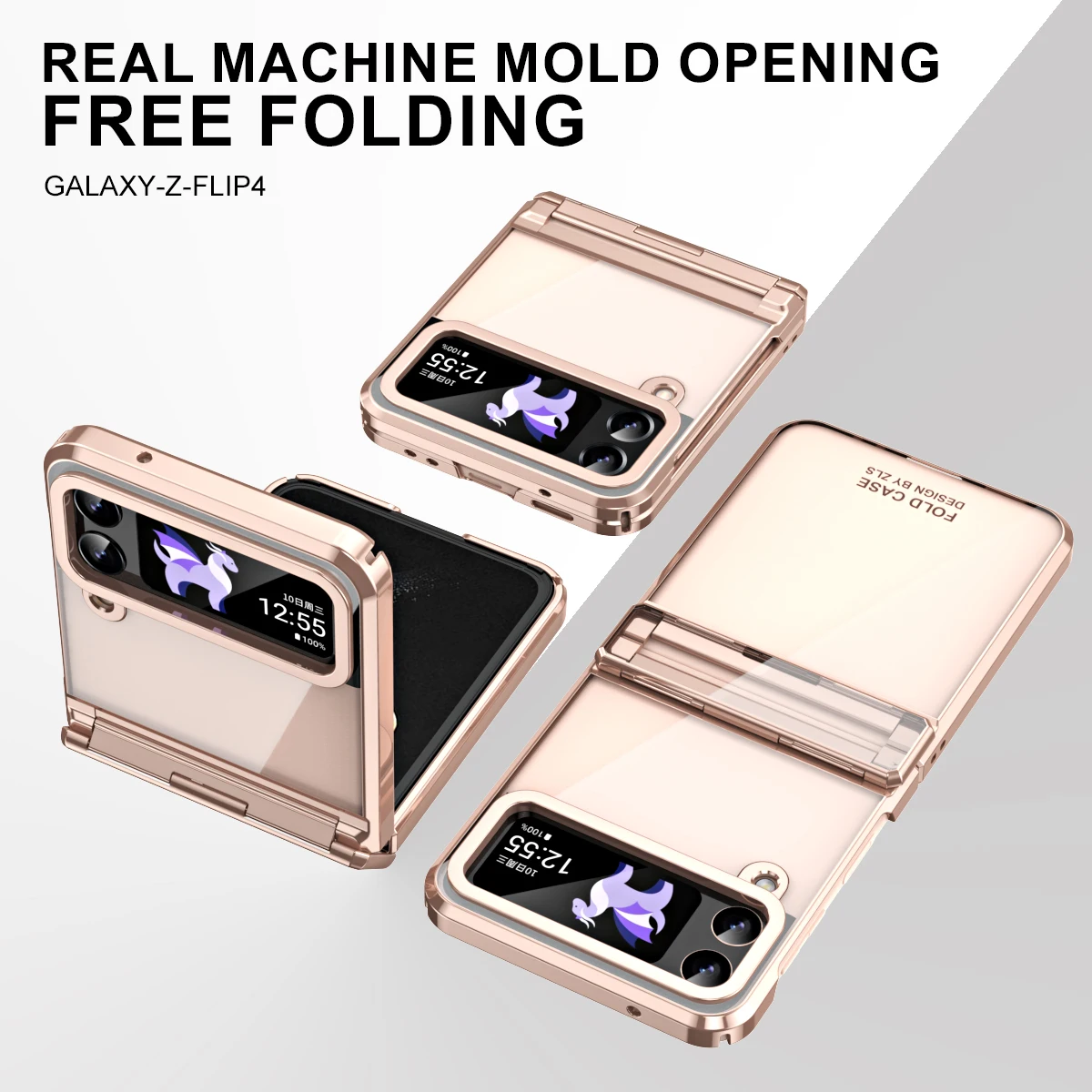 For Samsung Galaxy Z Flip 5 4 3 Case Colorful Transparent Electroplating With Folding Hinge Shockproof Protection Hard Back Case