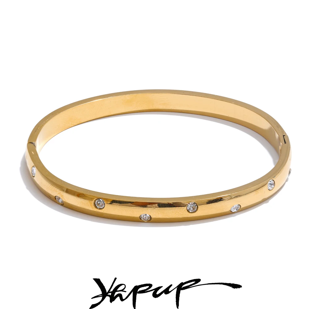 Yhpup Stainless Steel Cubic Zirconia Bracelet Women