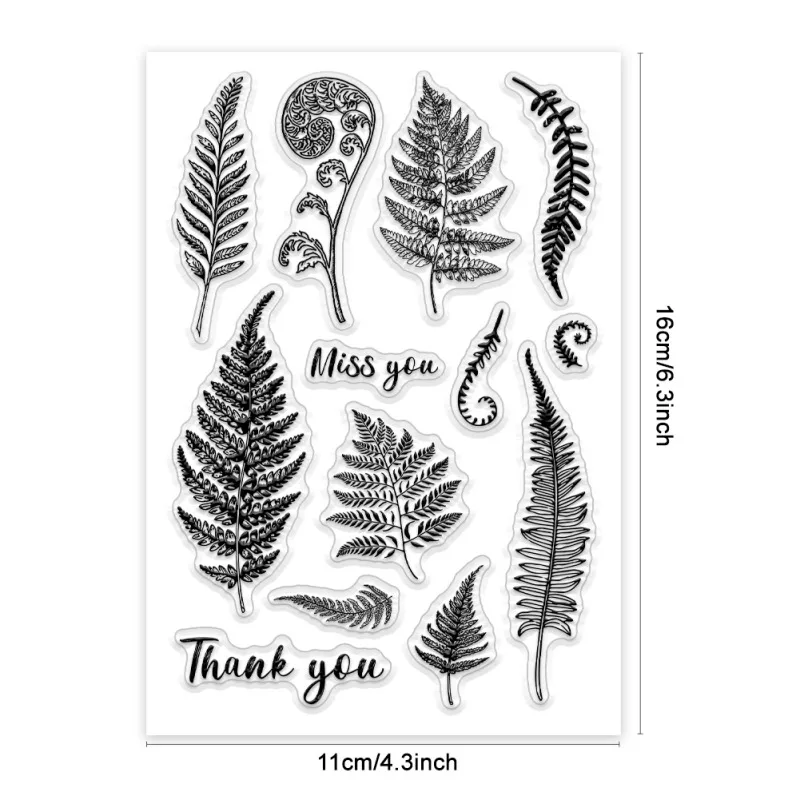 Clear Stamps Fern Leaf Rubber Stamps Grass Plant Pattern Scrapbooking