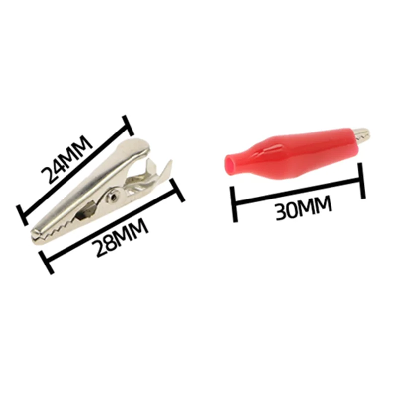 Alligator Clips 20 Pcs Crocodile Type 28MM Black Red Blue Yellow Soft Plastic Coated Testing Probe Mini