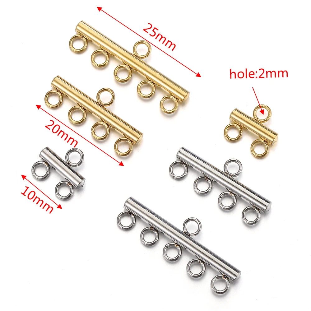 20pcs Stainless Steel Multi-layer Necklace Clasp & Hook 2/4/5 Strand Tube  Connector for Jewelry Making DIY Bracelet Accessories - AliExpress