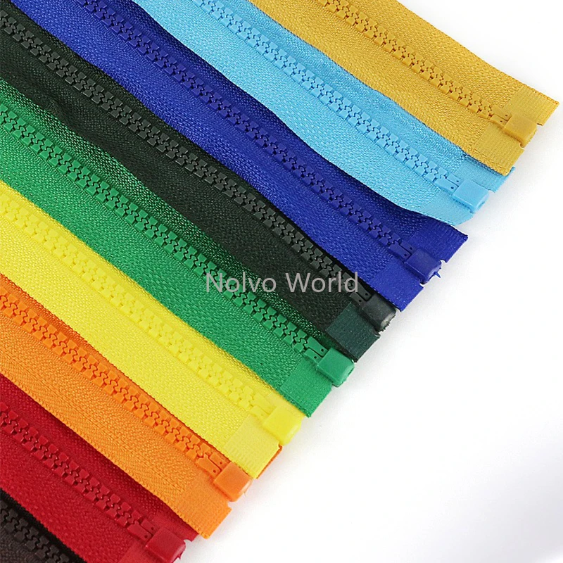 10PCS 40/50/60/70/80/90/100/120CM 5# Resin Zipper For Garment Jacket Bags Open-End Auto Lock Zipper Repair Tailor Accessories