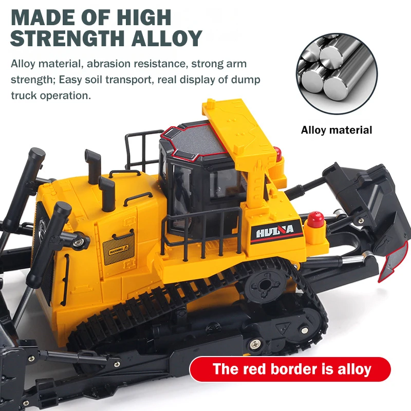 HUINA 1554 1:16 RC Truck Model Remote Controlled Bulldozer D9R 1:18 Alloy Tractor Cars Engineering Cars Trucks Toys Boys Gifts 2