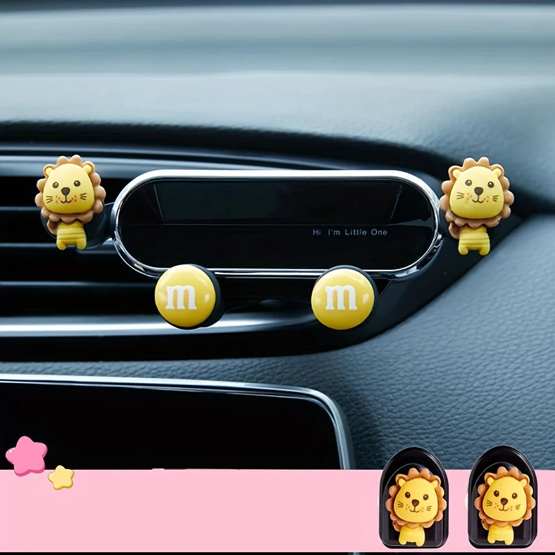 Adjustable Cartoon Car Phone Holder-Gravity-Activated, Air Vent Mount with Bonus Hook for Easy Navigation & Multi-Function Use