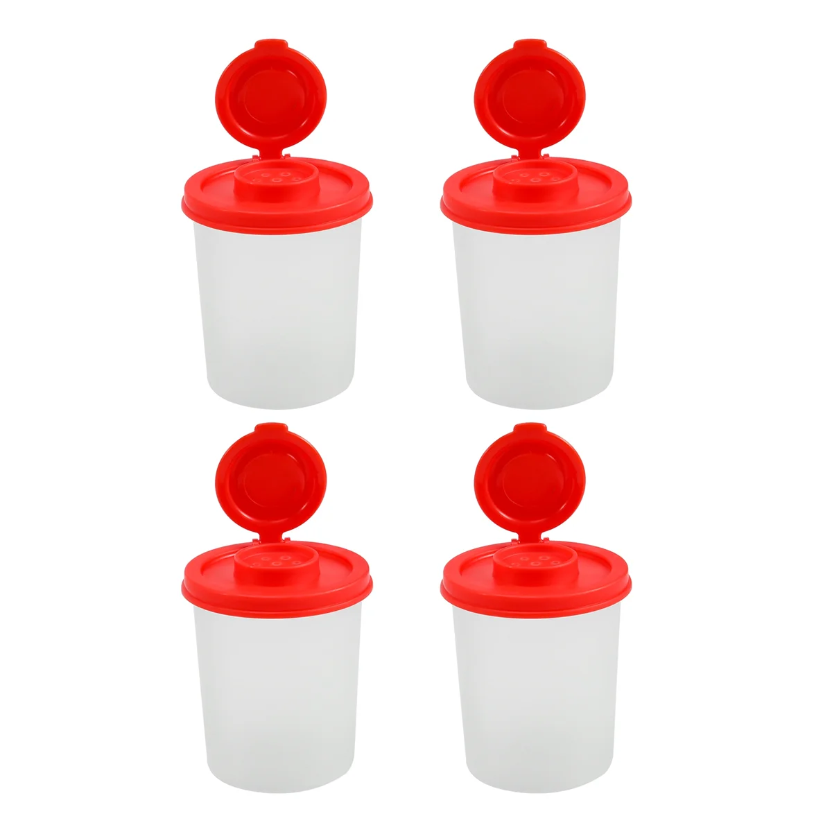 

4PCS Salt and Pepper Shakers Moisture Proof Salt Shaker with Red Covers Lids Plastic Airtight Spice Jar Dispenser