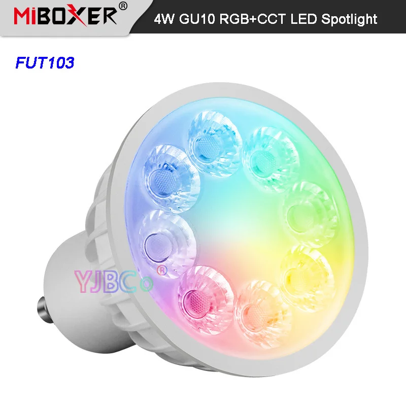 Фото Miboxer FUT103 2,4G 4W GU10 RGB + CCT светодиодный Spotlight 110V 220V AC внутренняя лампа Milight 2,4G RF пульт дистанционного управления APP управление №2