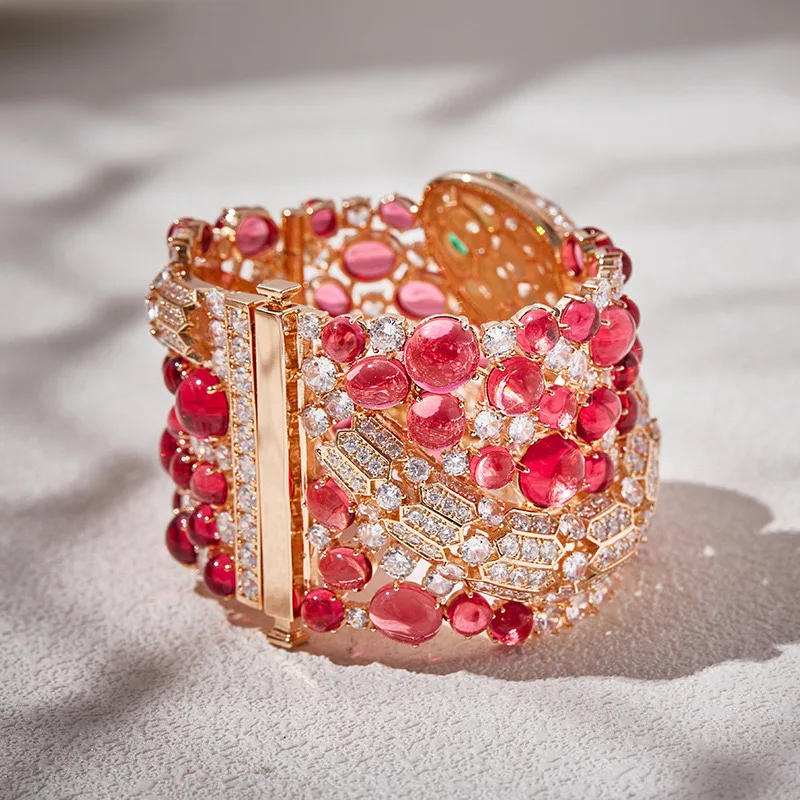 EYER Luxury Design Exaggerated Court Style Women Lady's Evening AAA CZ Zircon Stone Snake Head Rose Gold Bangle