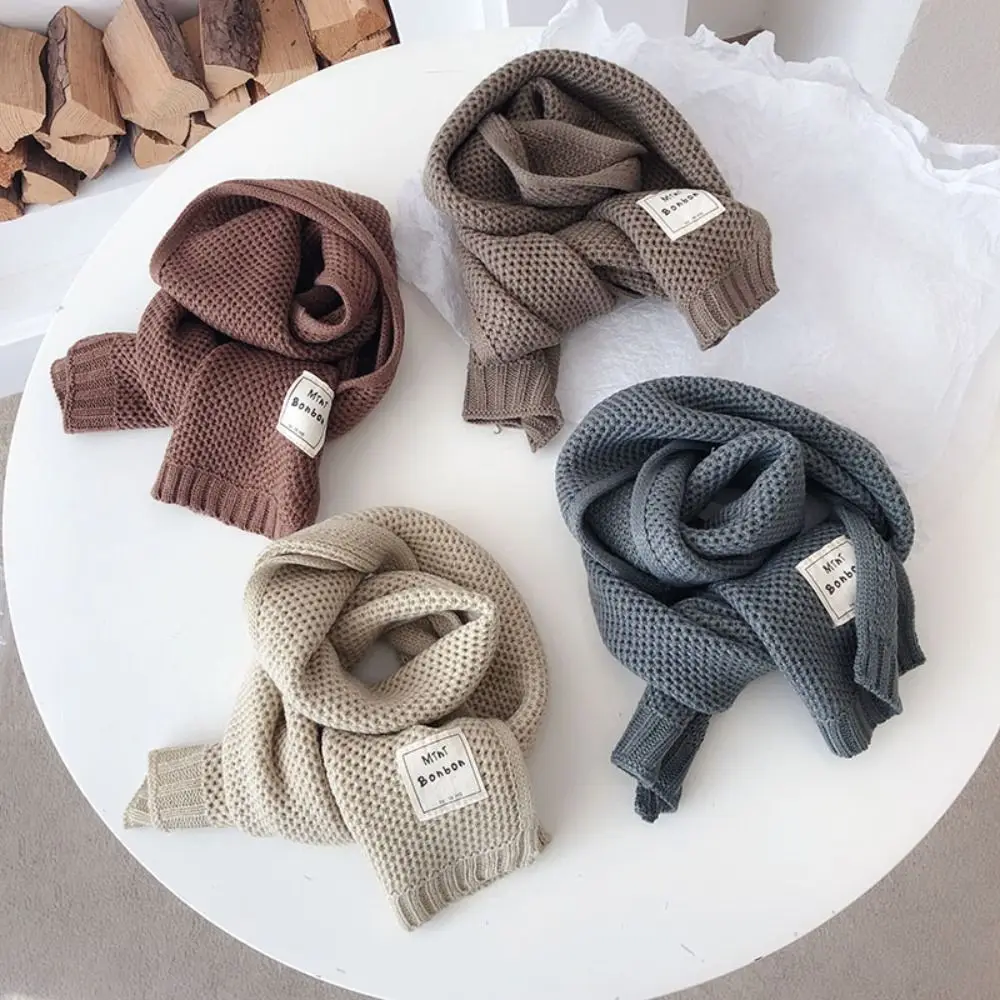 간단한 한국 스타일 소년 소녀 스카프 캐주얼 가을 겨울 어린이 니트 스카프 따뜻한 방풍 양모 뜨개질 스카프 어린이