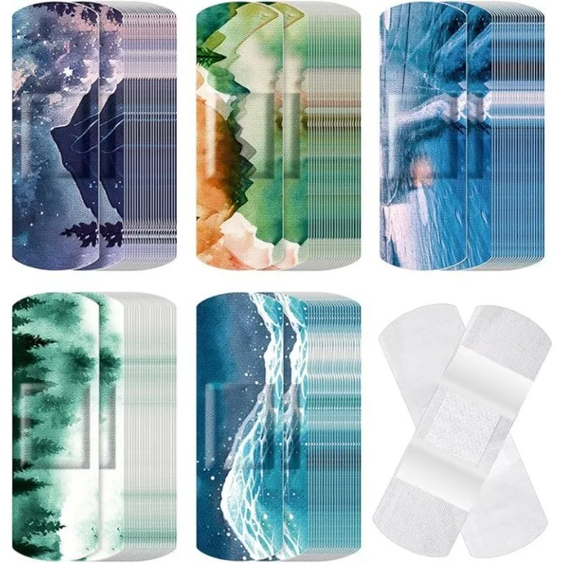 10pcs/set Kawaii Children Cute Cartoon Art Flower Elastic Cloth Band Aid Boy Girl Colored Cute Bandage Strips Bandaids Patches