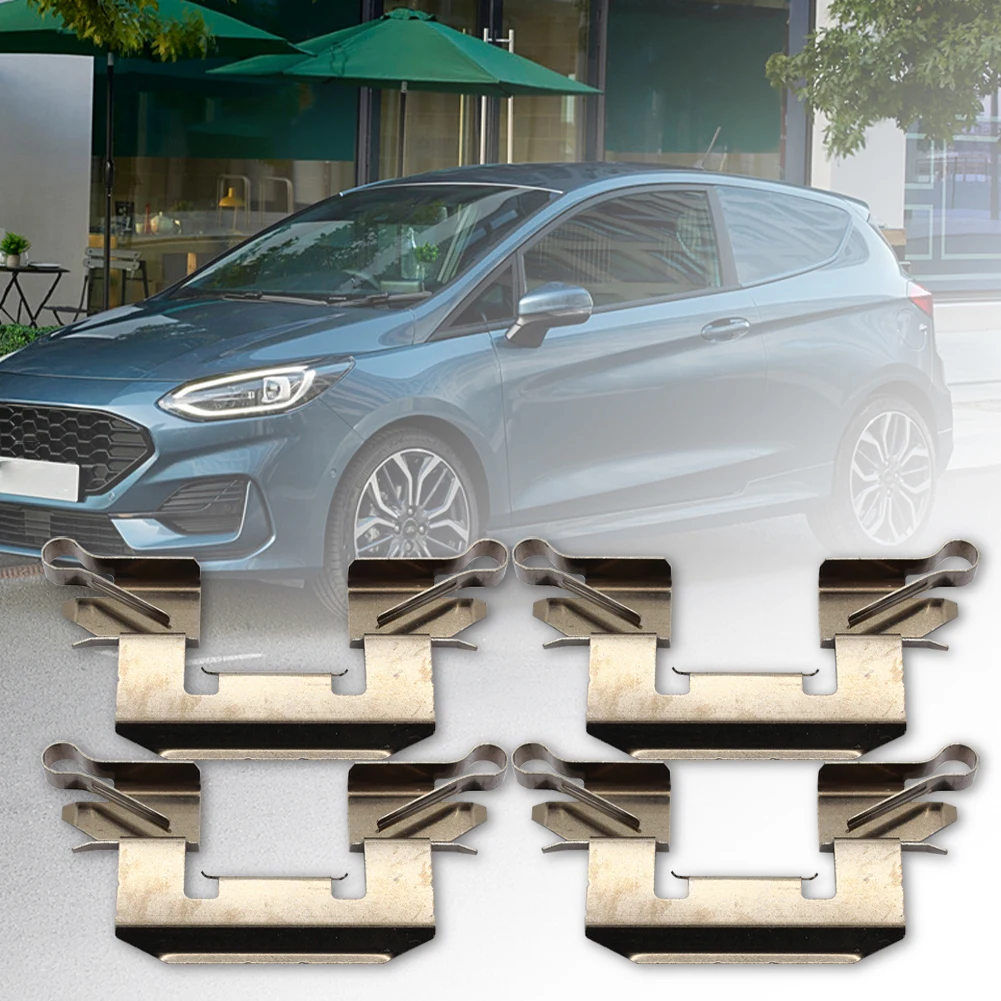 4Pcs 프론트 브레이크 패드 피팅 키트 심스 BPF1772A 포드 피에스타 MK7 2008-2017 용 프론트 브레이크 휠 실린더 서클립 가스켓