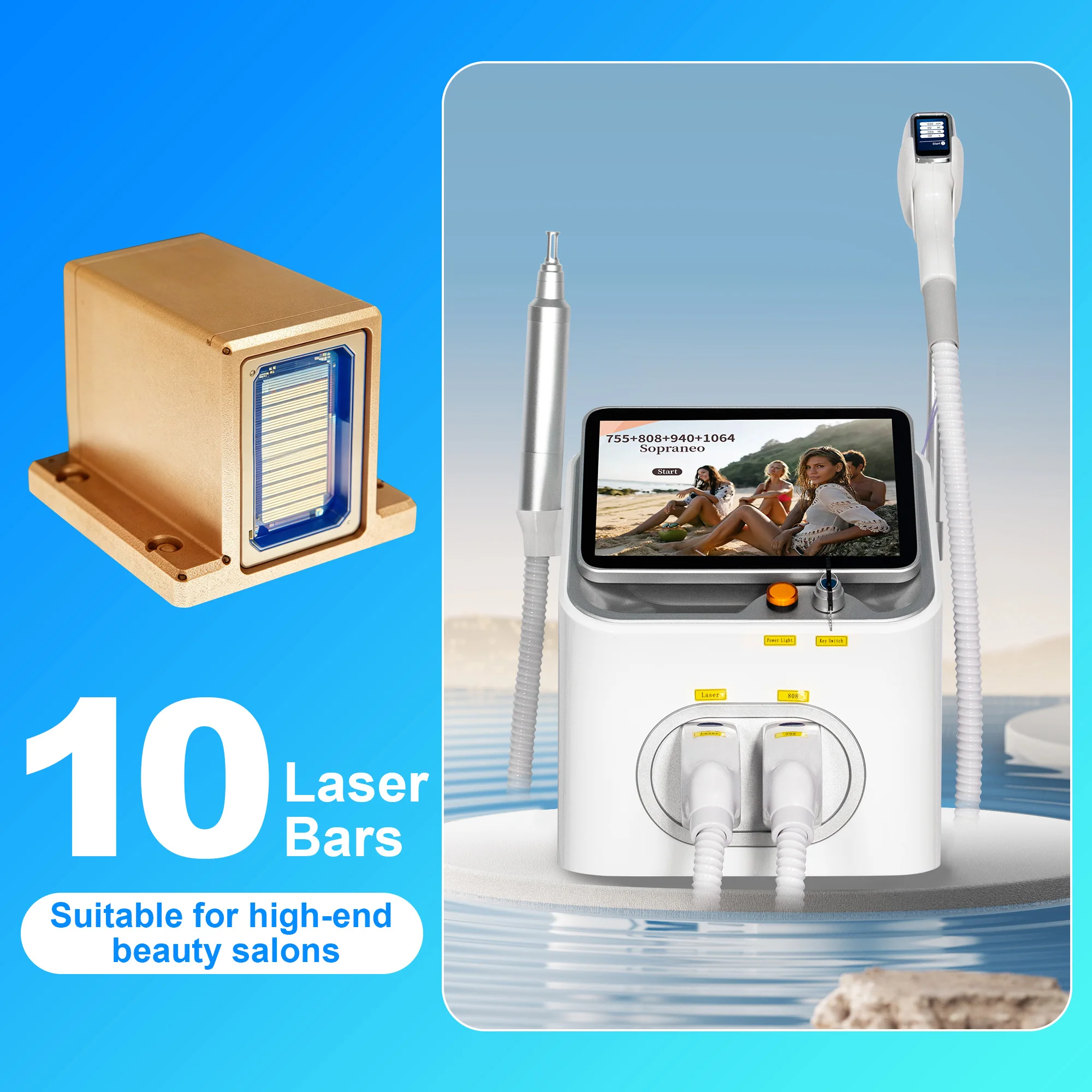 Professional 2 IN 1 10Bars Diode Laser 5000w Hair Removal Device FAC Laser Picosecond Tattoo Removal Permanent Hair Removal 1