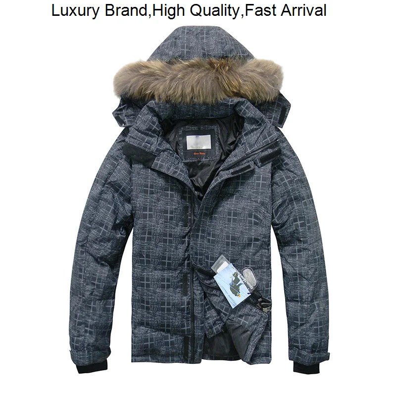 

Jacket 2023 Warm Real Raccoon Fur Thick Down Jackets Hooded Casual Winter Men Coats Outdoor