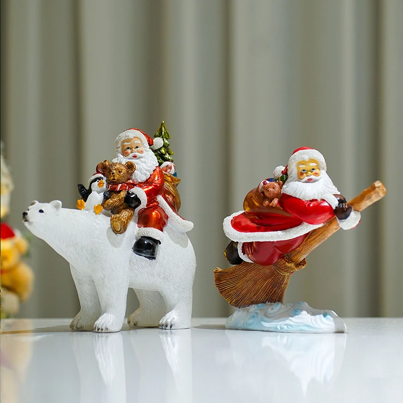 

Resin Santa Claus Statues Noel Dolls Navida Winter Gift Figurines For Interior Collection Handicrafts Home Decoration