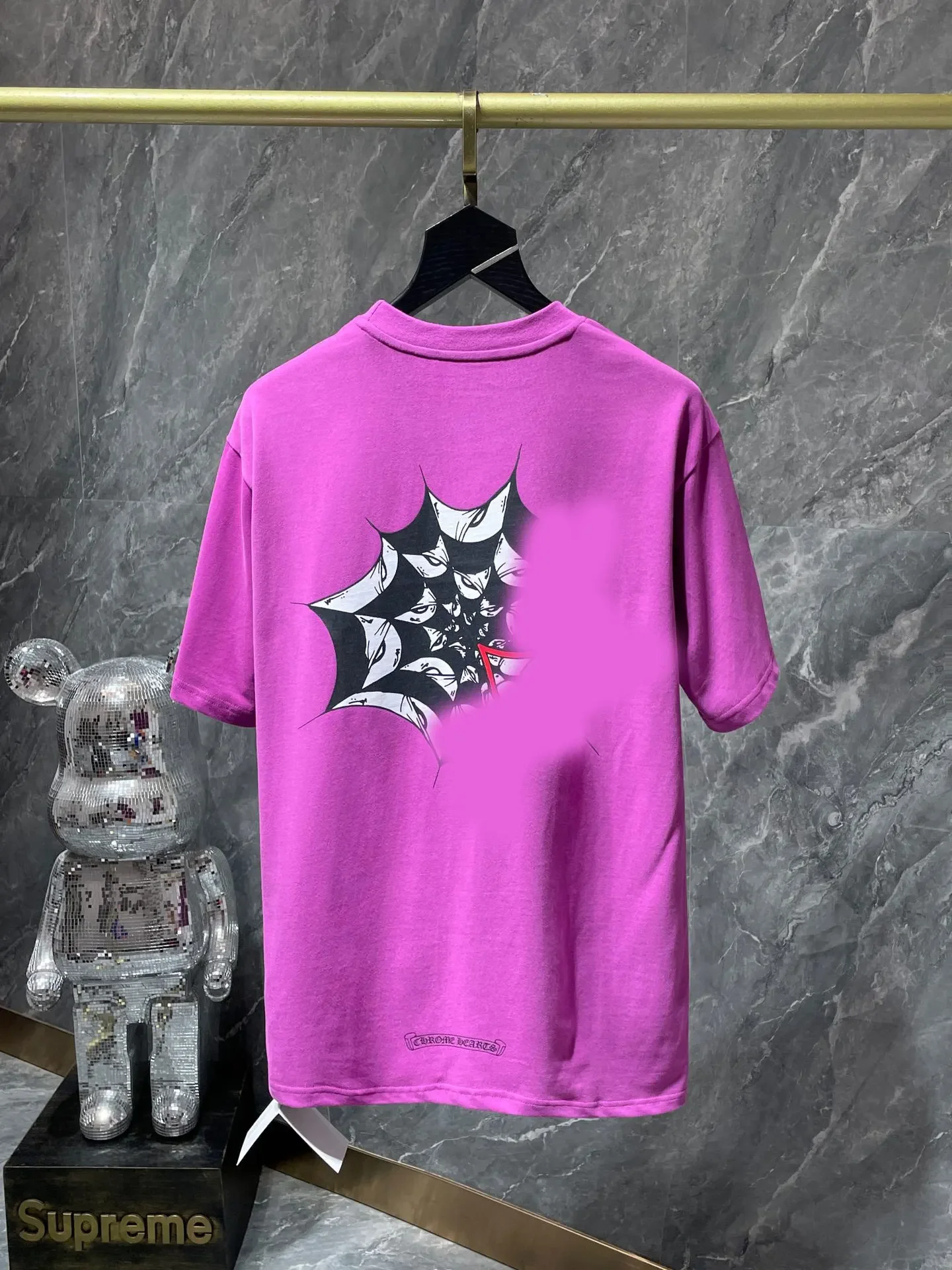 

Fashion Summer CH graffiti spider web cotton short sleeve T-shirt loose casual men's and women's couples tide loose ins Luxury