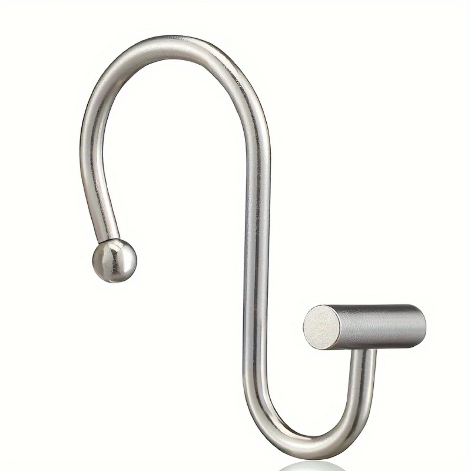 12pcs Metal Shower Curtain , Bathroom Rustproof Shower Curtain Rings, Rod T-shaped Decorative
