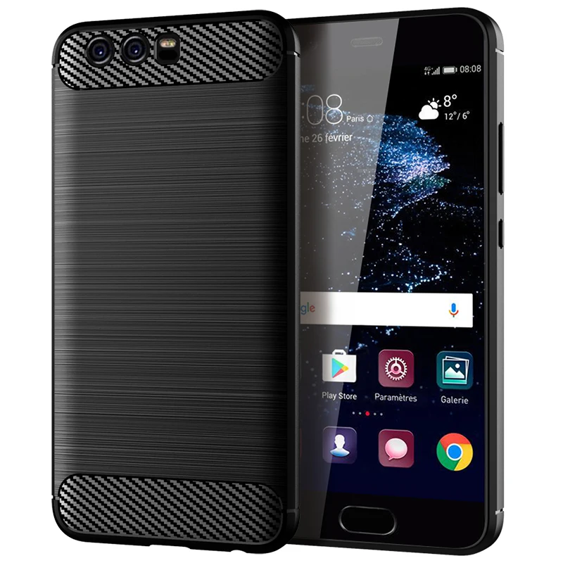 Luxury Brushed Texture Silicone Phone Case with Carbon Fiber Design