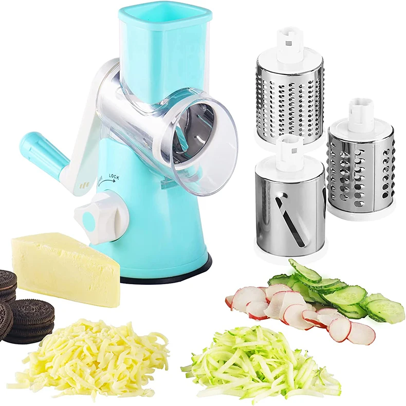 3-in-1 Rotary Cheese Grater: Stainless Steel Kitchen Essential – cunnia