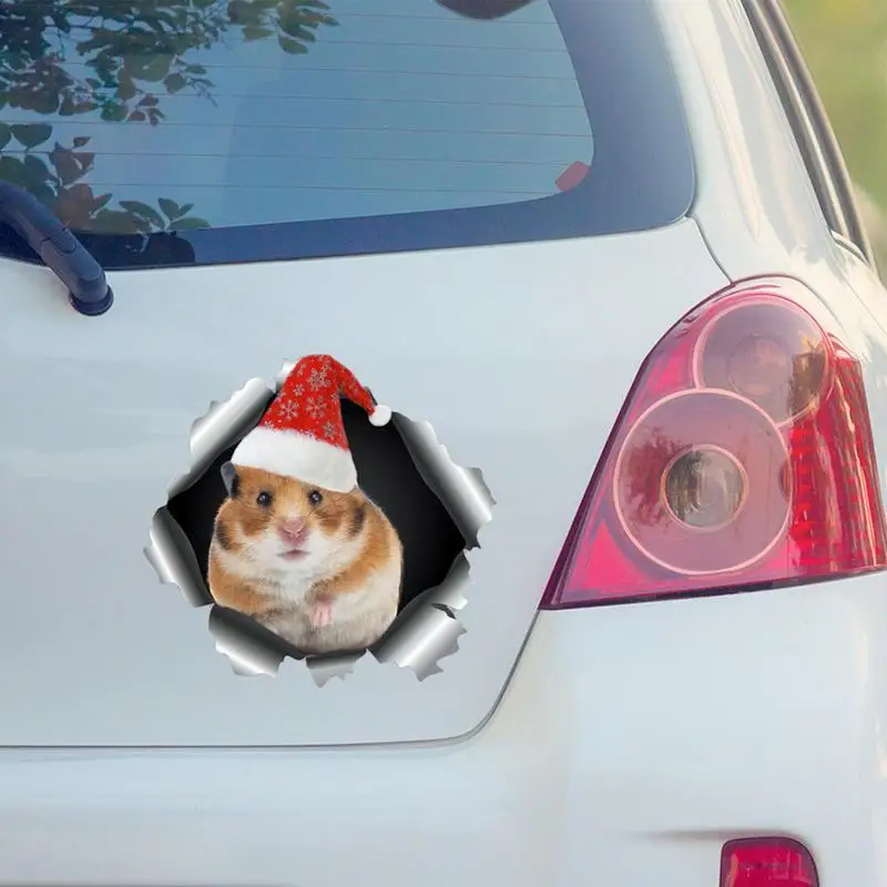 

Автомобильные переводные наклейки в виде хомяка, рождественские автомобильные магнитные украшения, автомобильные наклейки, украшение для тела, внешний аксессуар для автомобиля