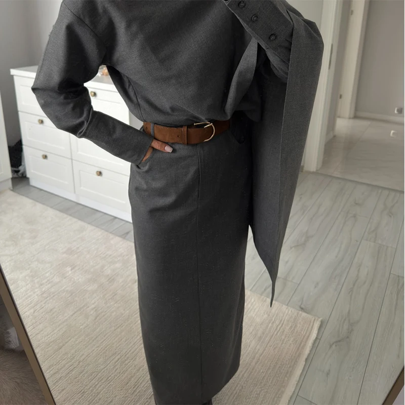 Vintage Grey Blazer Suit Set Image 2