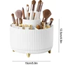 5 Slots 360°Rotating Makeup Brush Organizer Holder Multi-Functional Desktop Lipstick Cosmetic Storage Box For Vanity Bathroom 6