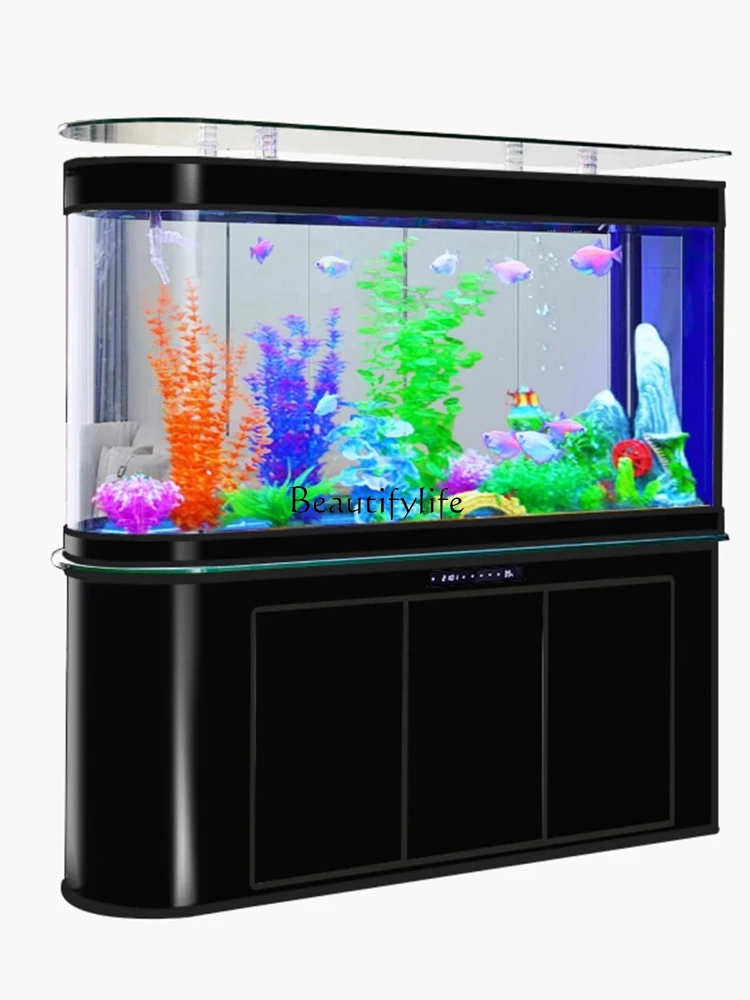 

Ecological Fish Tank Large Floor Super White Fish Tank Change Water Household Mute Subareas Screens Aquarium