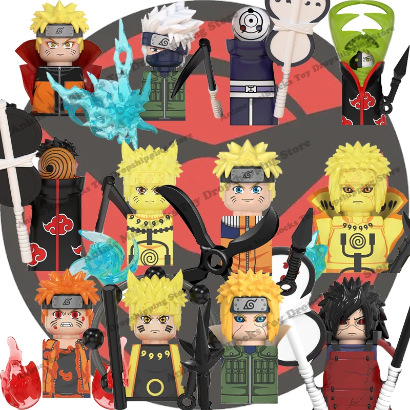 

Naruto Building Blocks Sasuke Kakashi Akatsuki bricks Anime Mini Action Figures Heads Assembly Toys kids Birthday Gifts WM6105