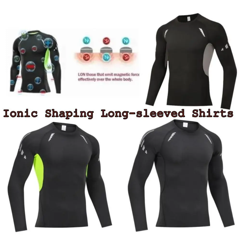 

Breathable Ionic Shaping Long-sleeved Shirt Quick-Drying High Elasticity Shaper Shirt Promote Muscle Sculpting Sports