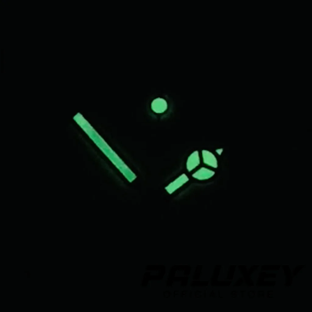Ghost Hands with Blue, Green, and Red Accents - Luminous Green Watch Hands