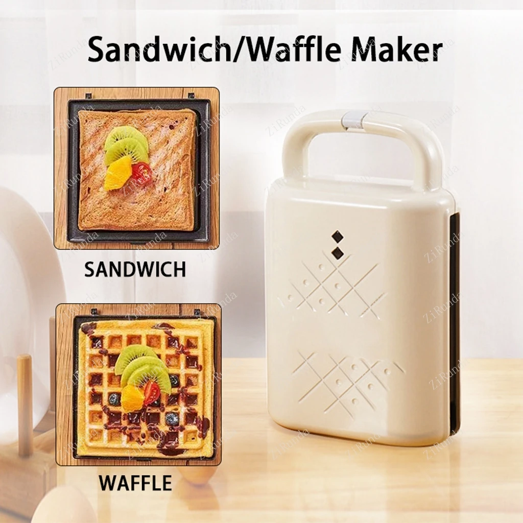 ~Sandwich Waffle Breakfast Machine Heating Toast Press Toasted Bread Small Light Food Machine   multifunction breakfast machine 4