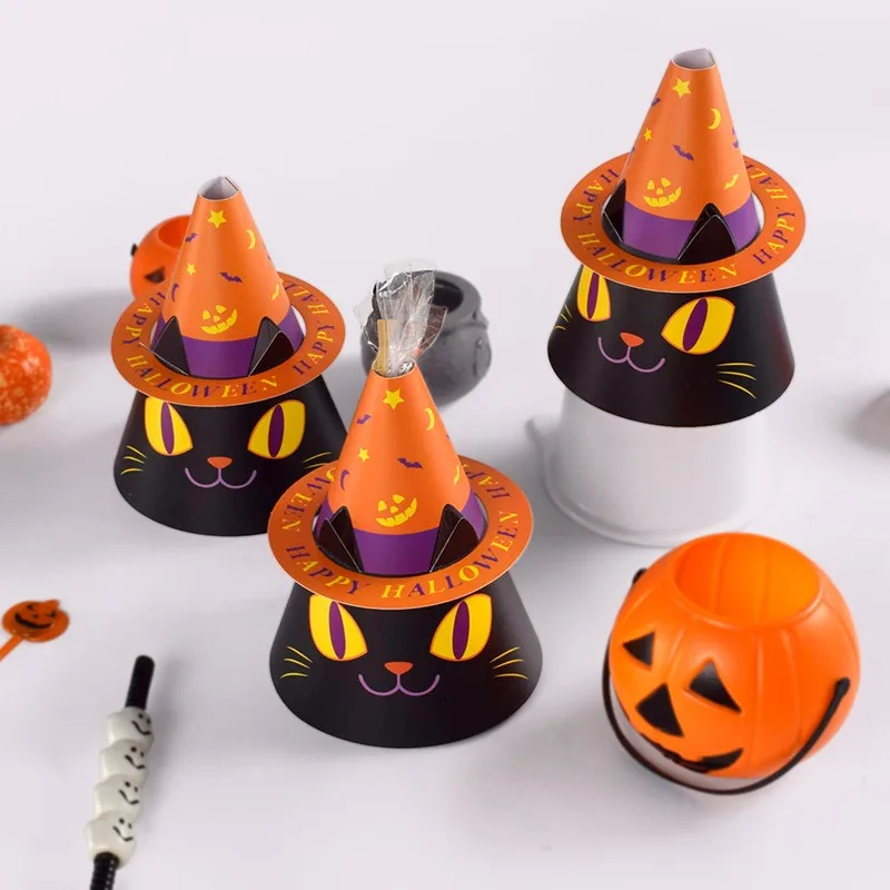 

10 шт., подарочные коробки для конфет, печенья, тыквы, ведьмы, кошки