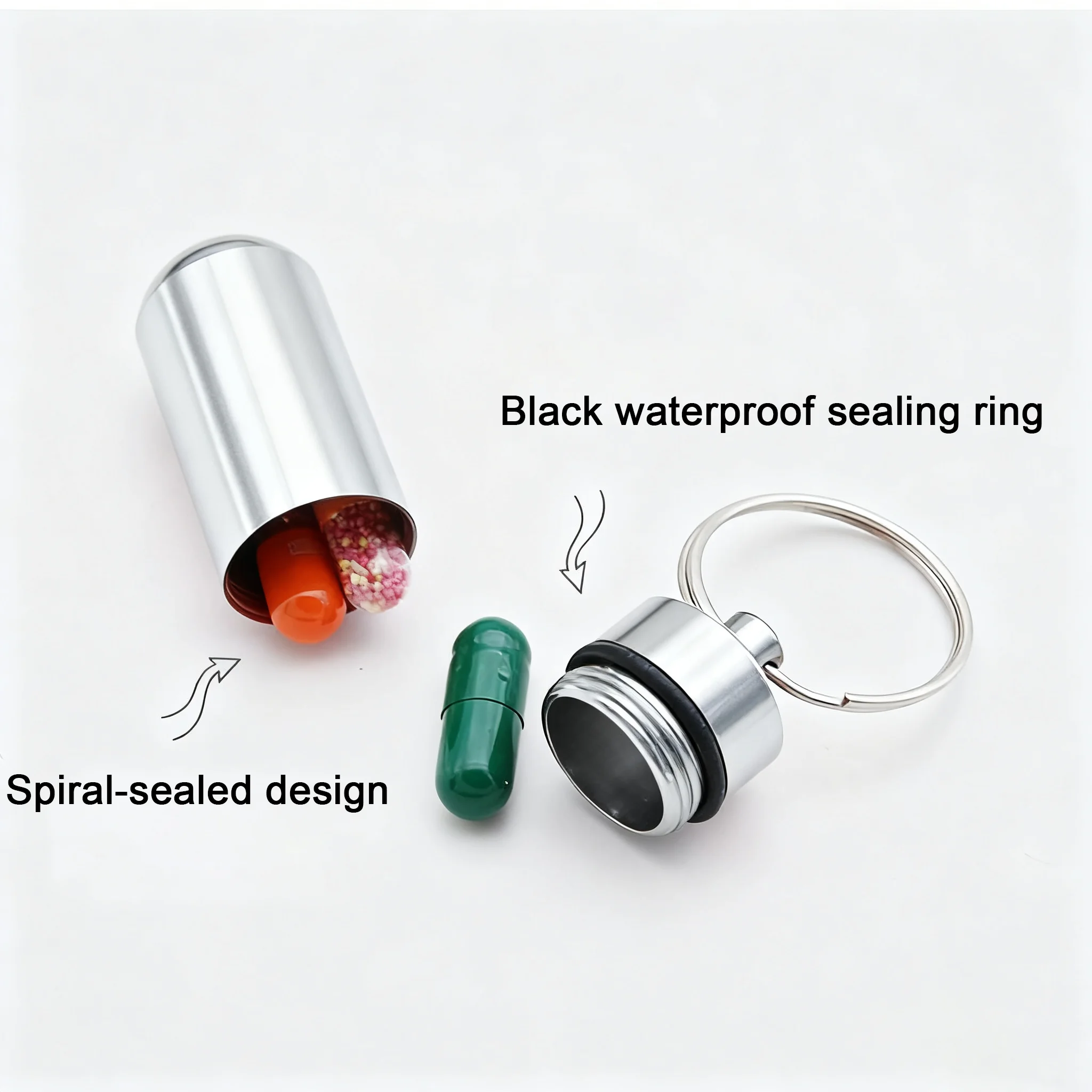 Portable Aluminium Alloy Mini Keychain Storage Bottle with Sealed Compartment Outdoor Waterproof Metal Medicine Case PillBox
