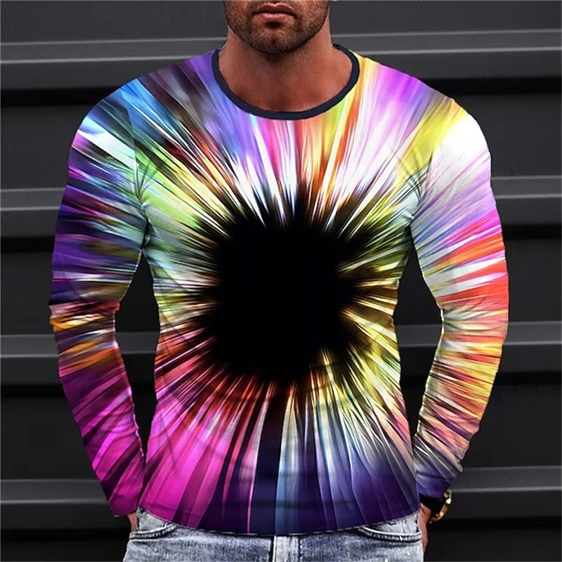 

Men's T Shirt Tee Graphic Optical Illusion Geometic 3D Printed Long Sleeve T-shirt Men Women Chilren Tops Streetwear Casual Tees