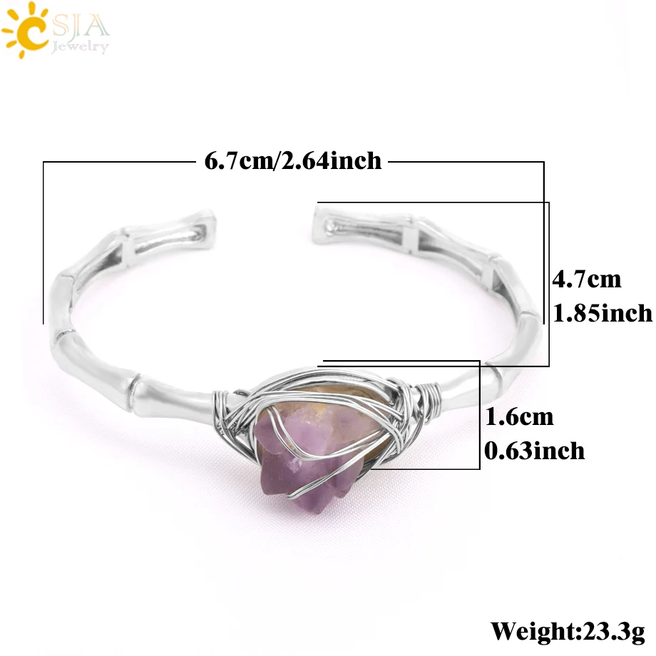 CSAlbaneBracelets manchette en pierre naturelle pour femmes, bracelet de guérison en cristal d'aigue-marine H274