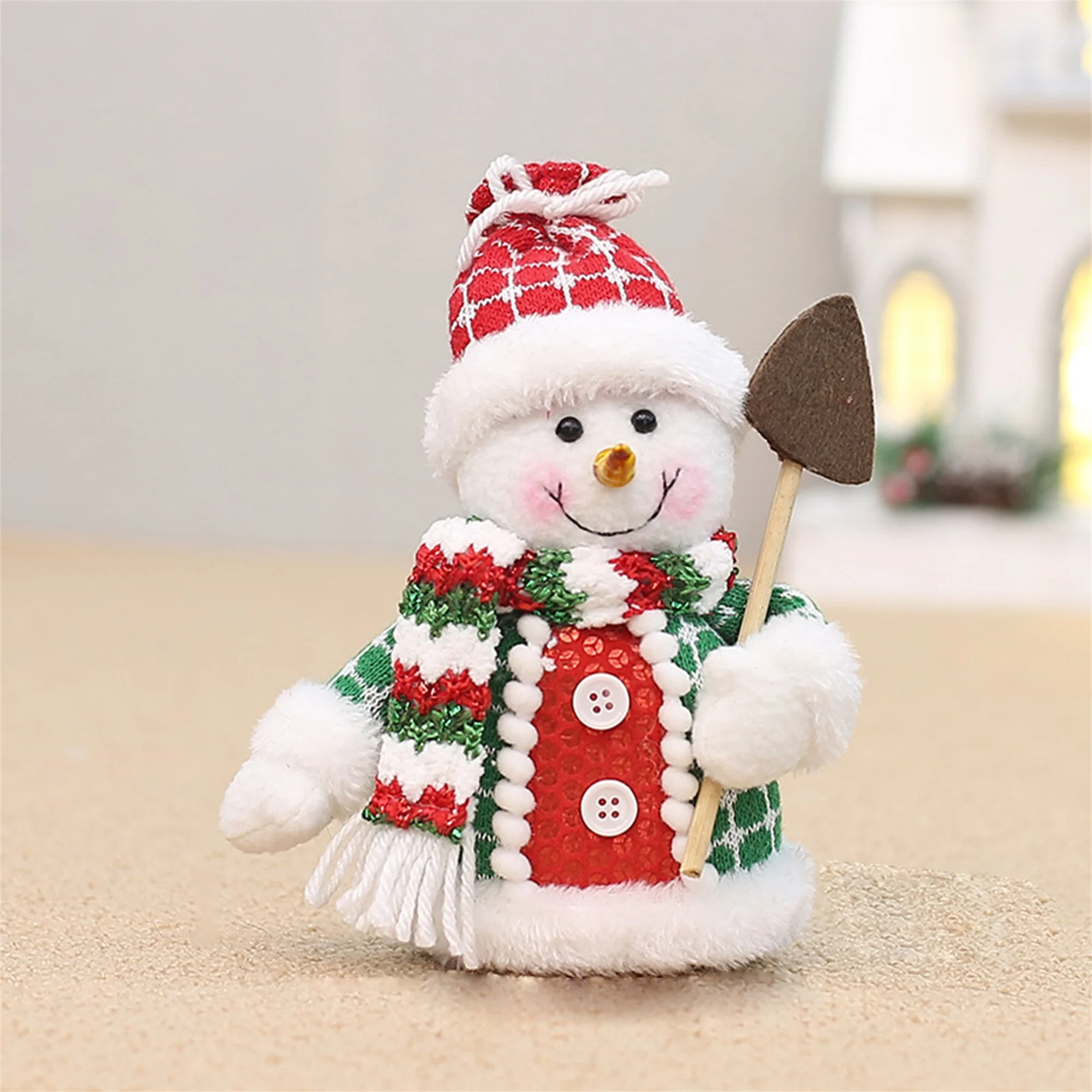 Festive Christmas Mini Plush Ornaments Set with Santa Snowman and Reindeer Figures for Home Party Decorations and Tabletop