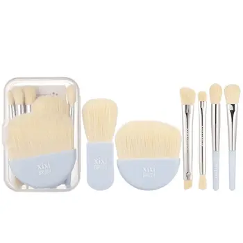 Set di 6 Mini pennelli per trucco con scatola pennello per correttore da viaggio morbido portatile pennello per ciglia per fondotinta di bellezza