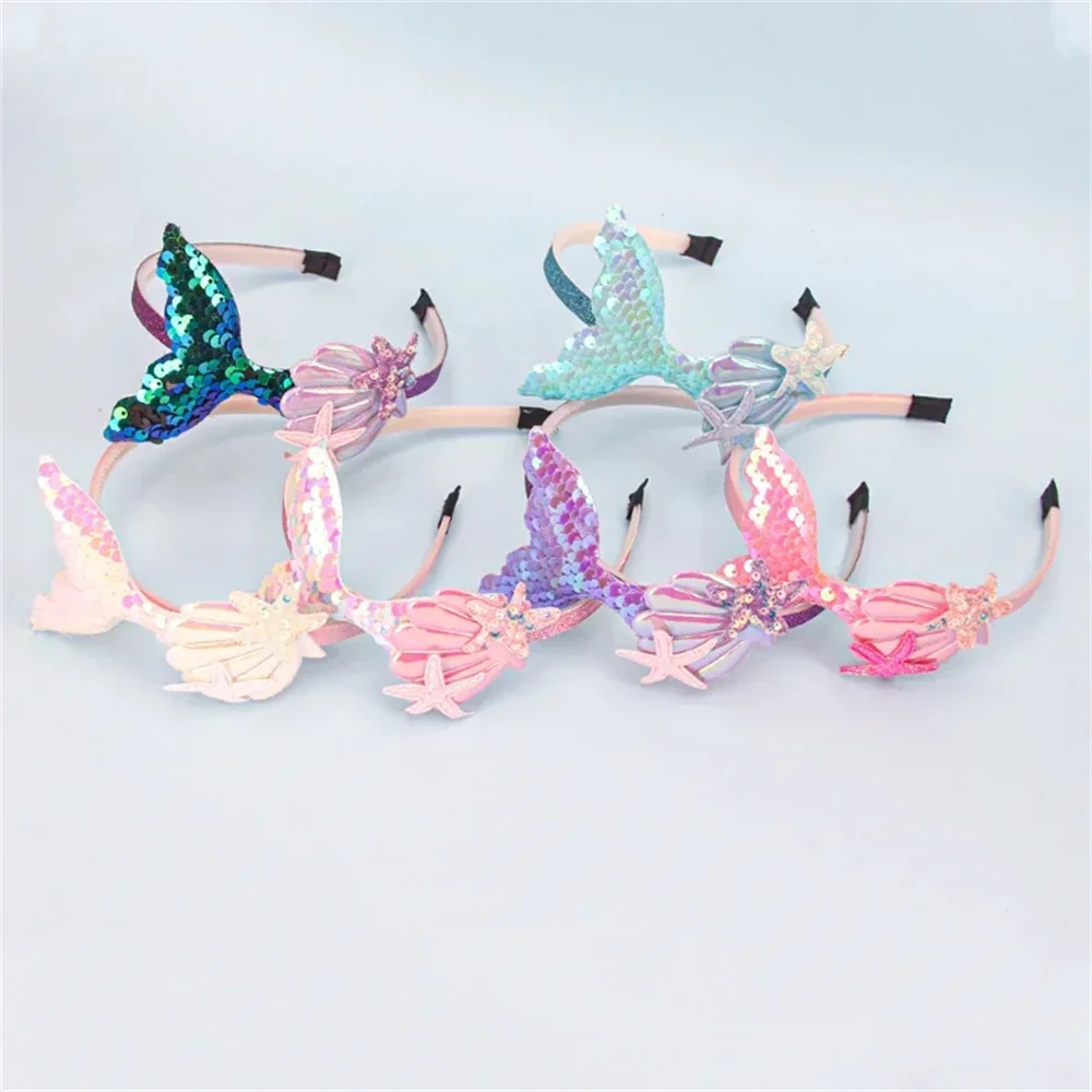 Girls Hairbands Mermaid Headwear Color Sequin Shells Hair Accessories Photo Prop Party Favors hair accessory,hair headdress