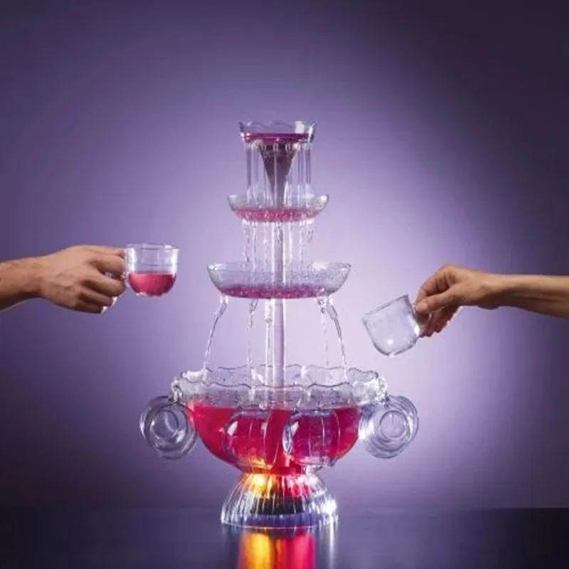Party Fontein 3-Tier Drink Fontein Met 5 Kopjes Tafelblad LED Light-Up Wijn Fondue Fontein Feestviering Voor Drinken Games/Bar/Home Party Gebruik