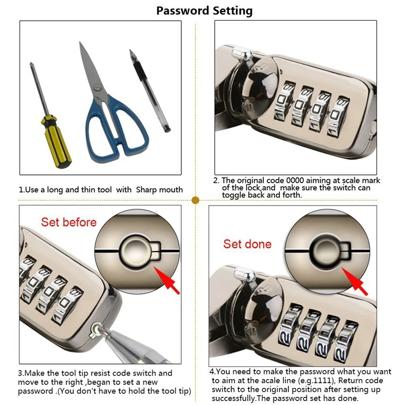 4 Digit Combination Computer Lock Security Password Anti-theft Chain For Laptop Notebook PC 7