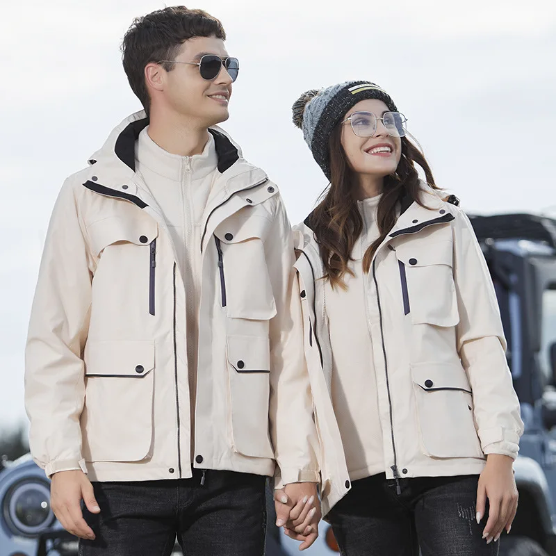 

Outdoor Waterproof Men's Women's Two-pieces Sets 3 In 1 Thick Warm Coats Camping Windbreaker Winter Coat Hiking Windproof E329